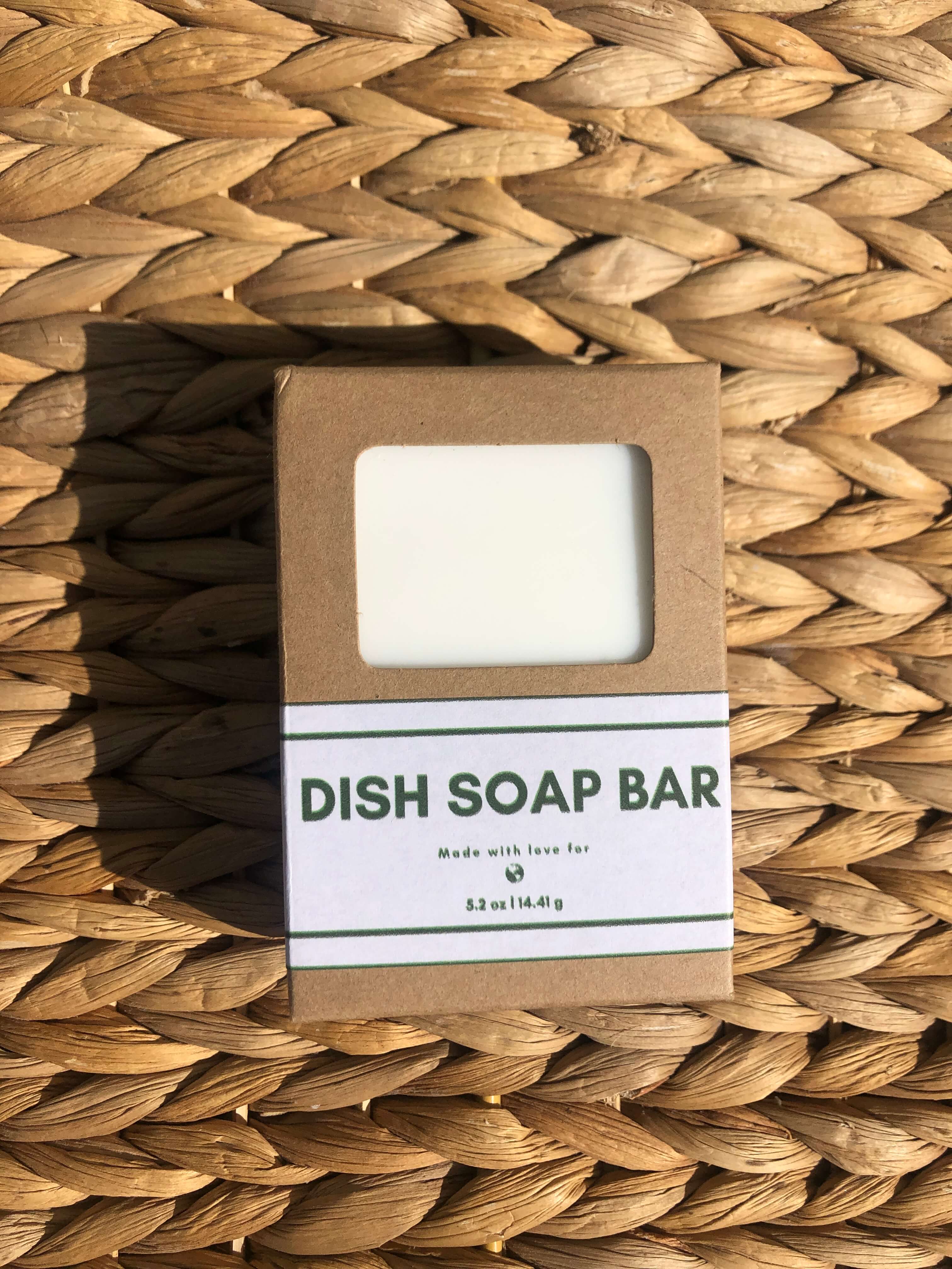 Dish soap in a compostable box that I use for my non toxic cleaning routine.