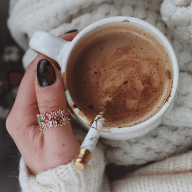 A hot chocolate as a morning drink