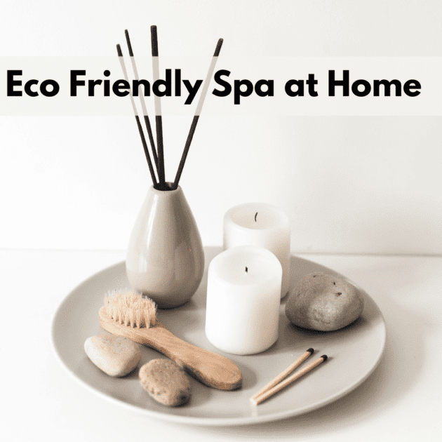 a natural wooden dry brush, stones and candles for a home spa feel