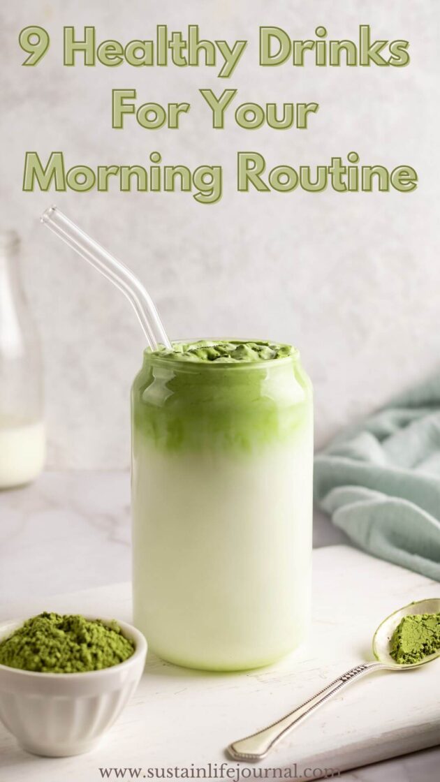 An iced matcha with plant milk as a substitute for morning coffee