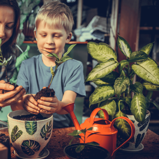 a boy gardening as a self care practice