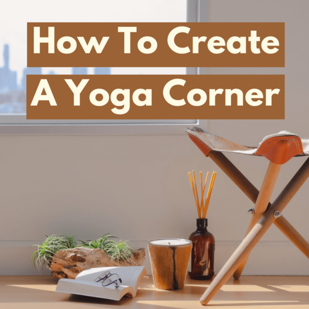 A yoga corner in living room which includes a candle, diffuser and book