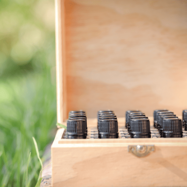 a simple storage box for essential oil organization