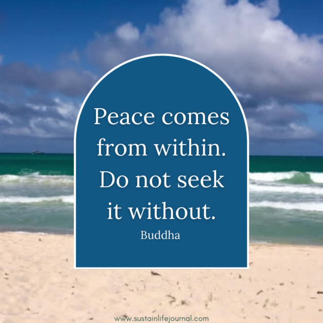 quote about peace in front of beach