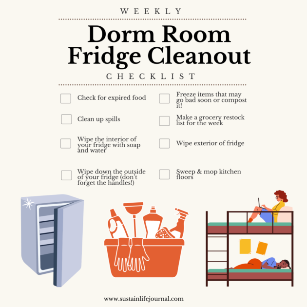 dorm room cleaning and organizing checklist