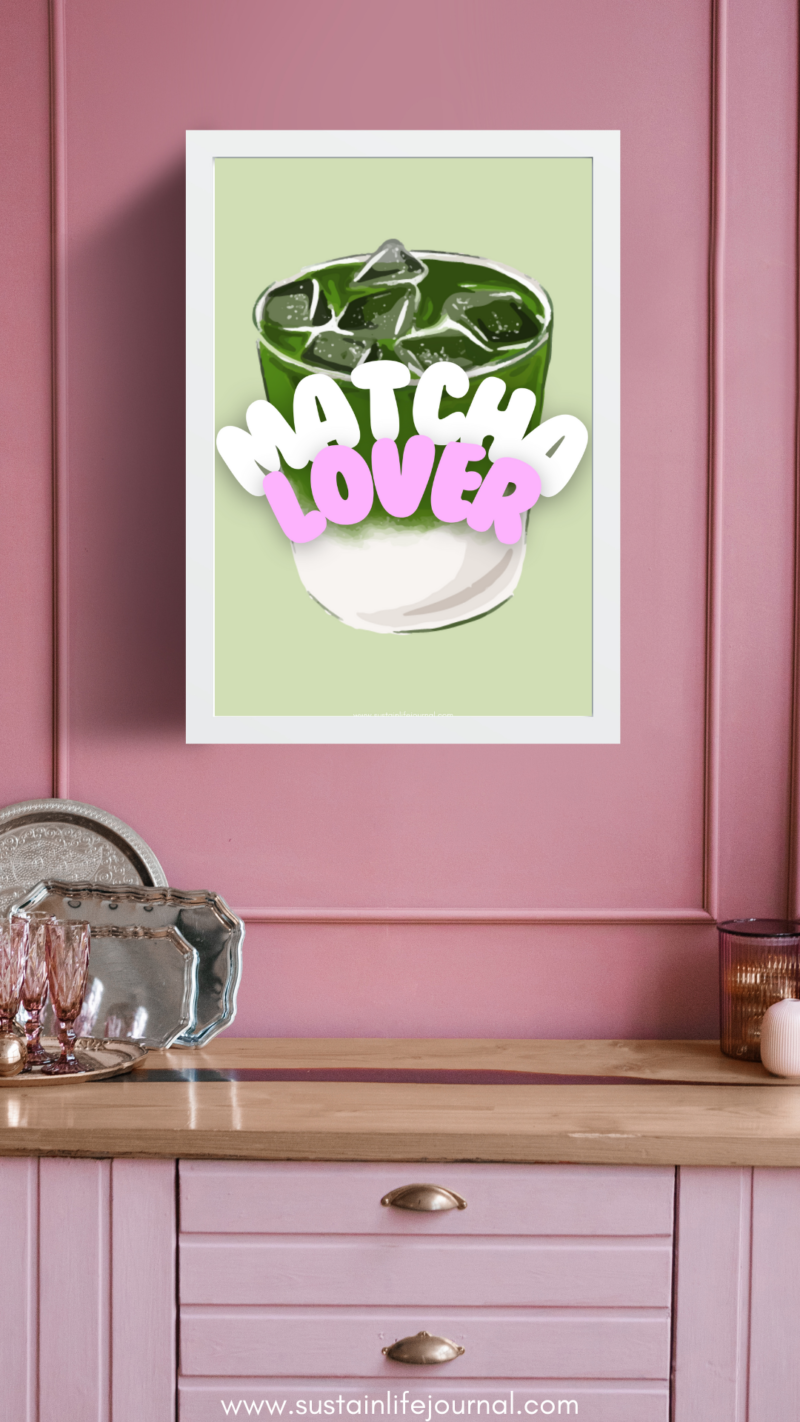 framed matcha wall art digital download