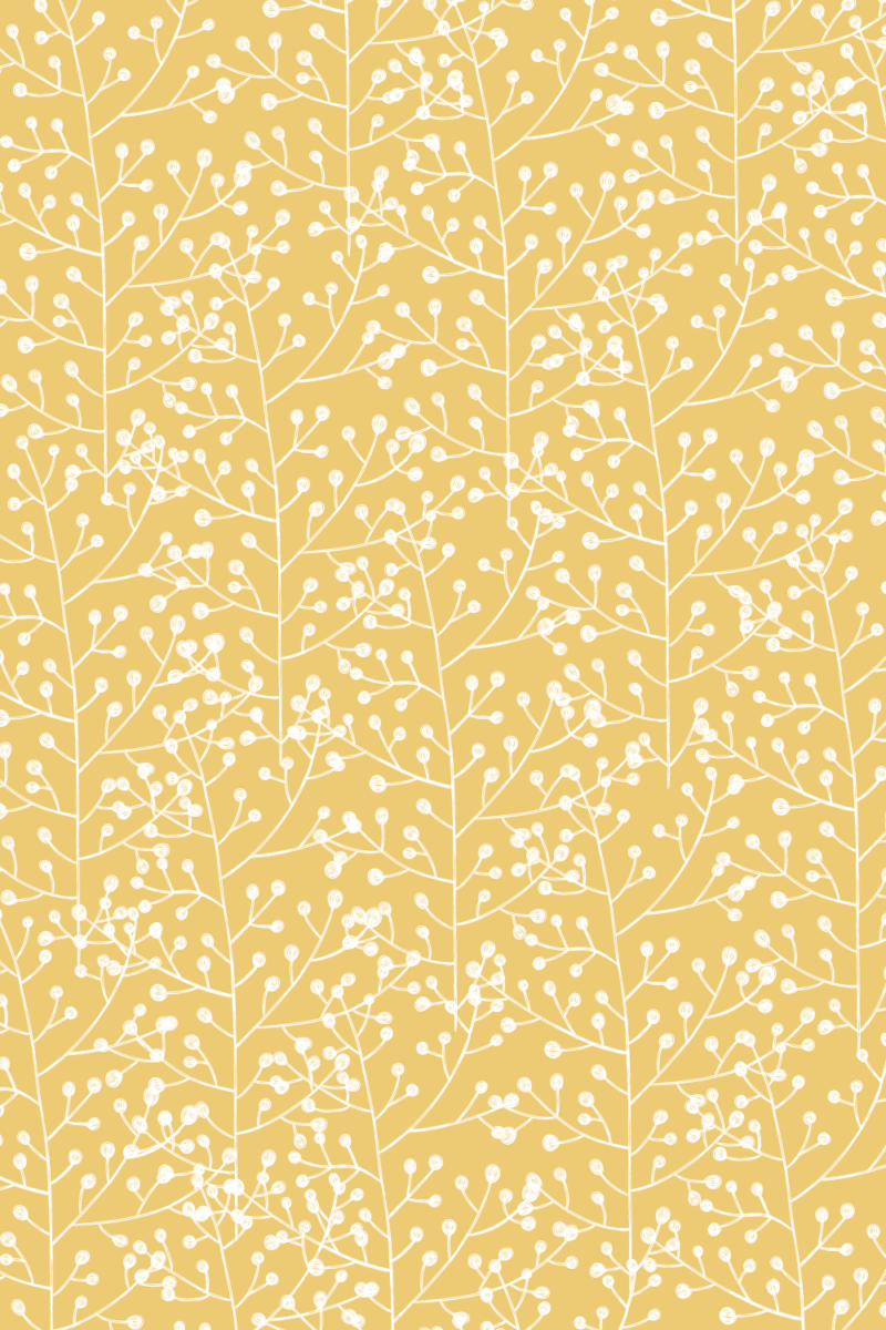 yellow botanical pattern wall print