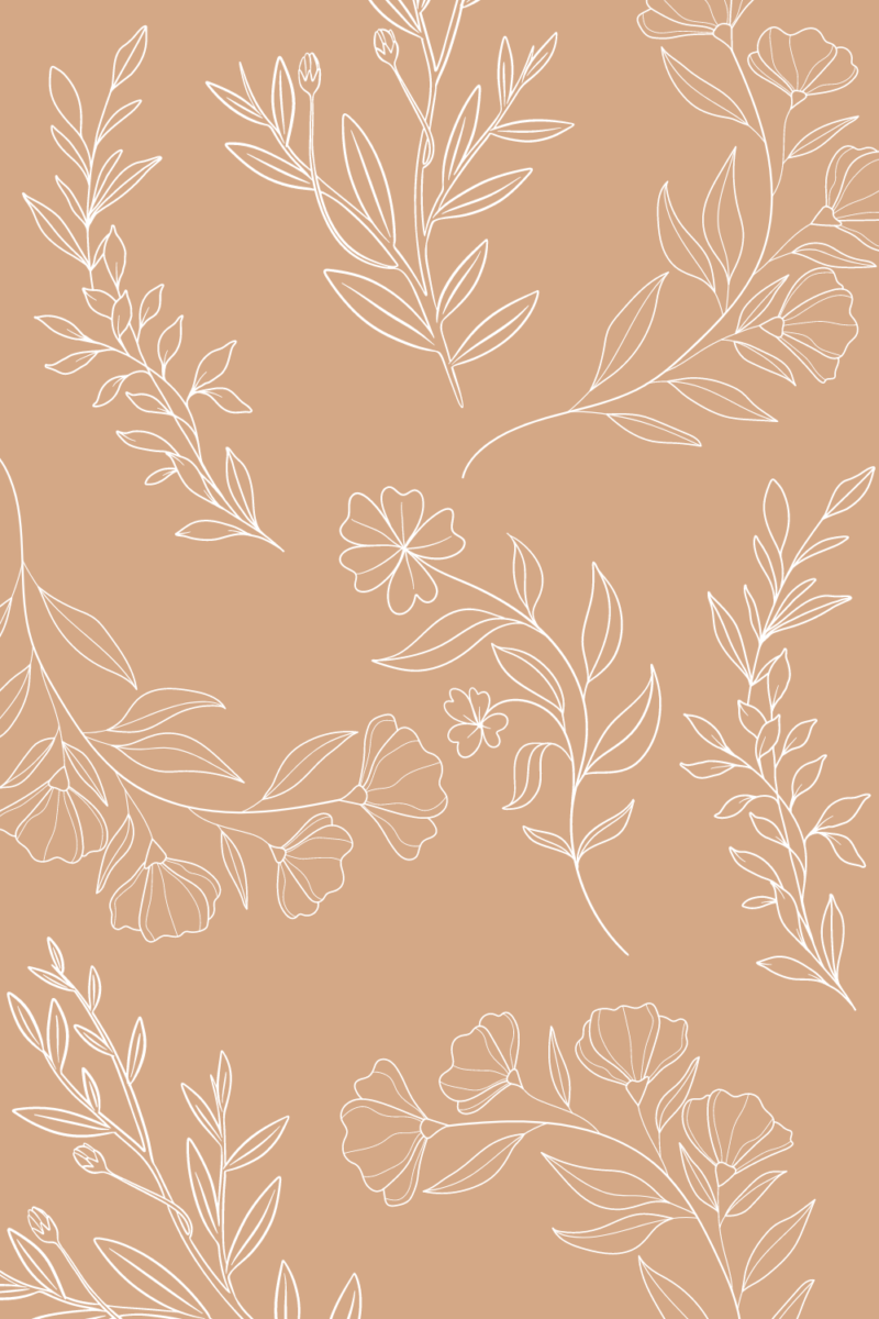 nude botanical pattern wall print