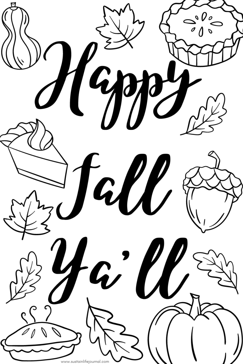 happy fall yall coloring page