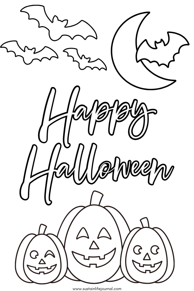 Happy Halloween coloring page for kids