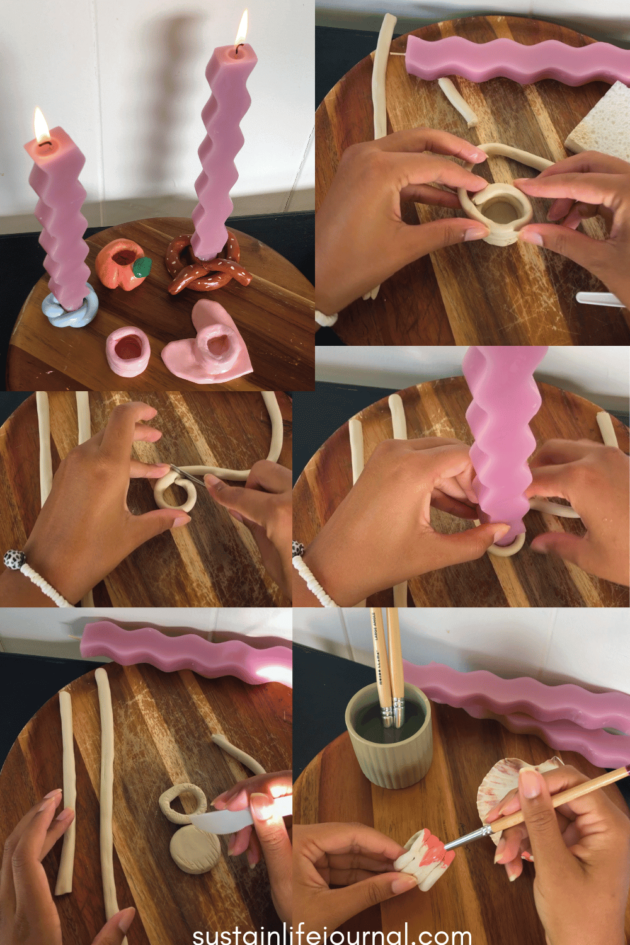 someone making a coil candle holder