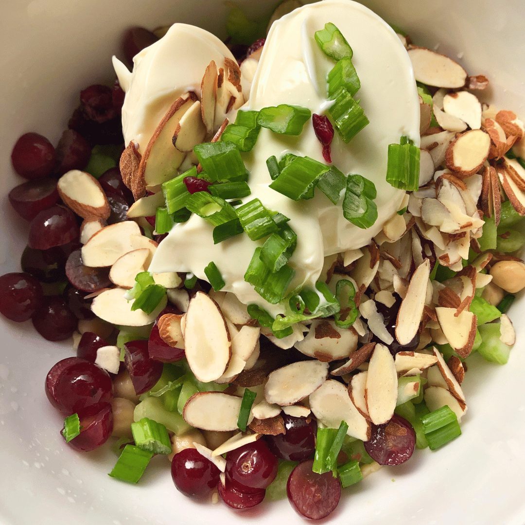 vegan chicken salad in bowl
