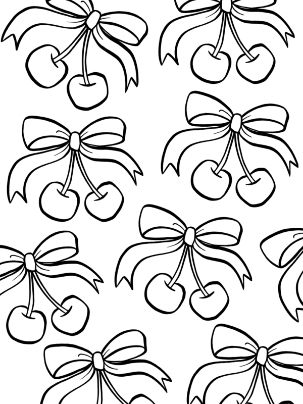 bow aesthetic coloring sheet