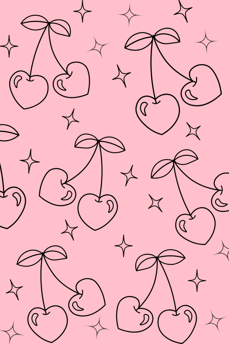 pink cherry heart coloring sheet