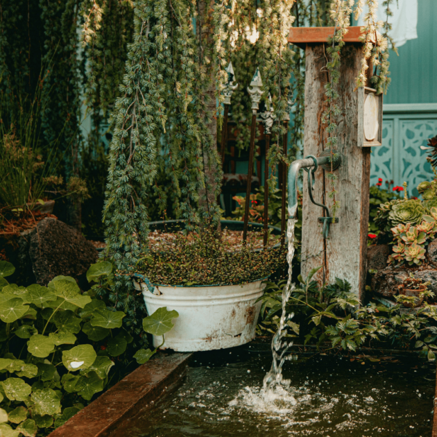 rustic water feature