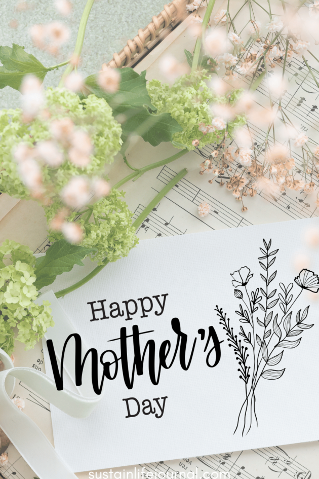 flower bouquet and mother's day card